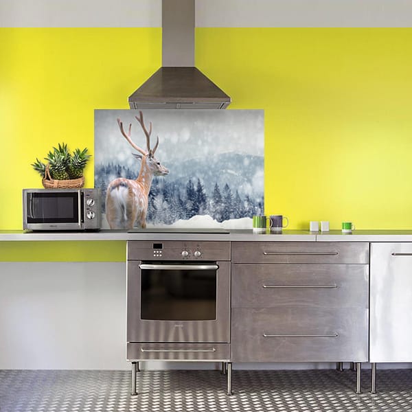 crédence cerf neige fond hotte