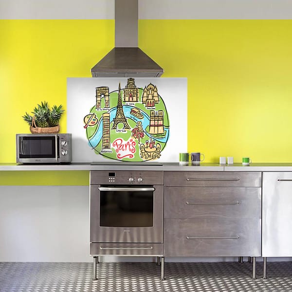 crédence dessin monuments Paris fond hotte