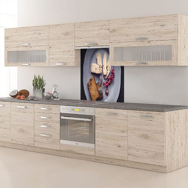 crédence aliment fond de hotte assiette