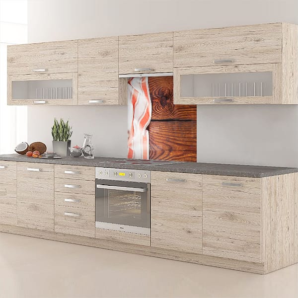 crédence aliment fond de hotte table bois