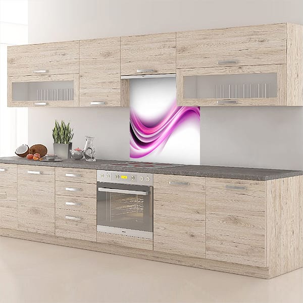 crédence abstrait fond de hotte soie rose