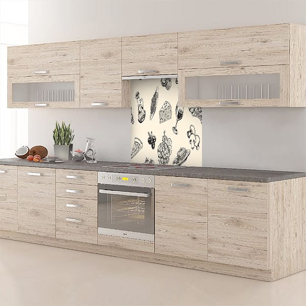 crédence aliment fond de hotte dessins vintage