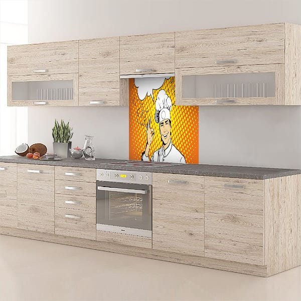 crédence illustration chef fond hotte