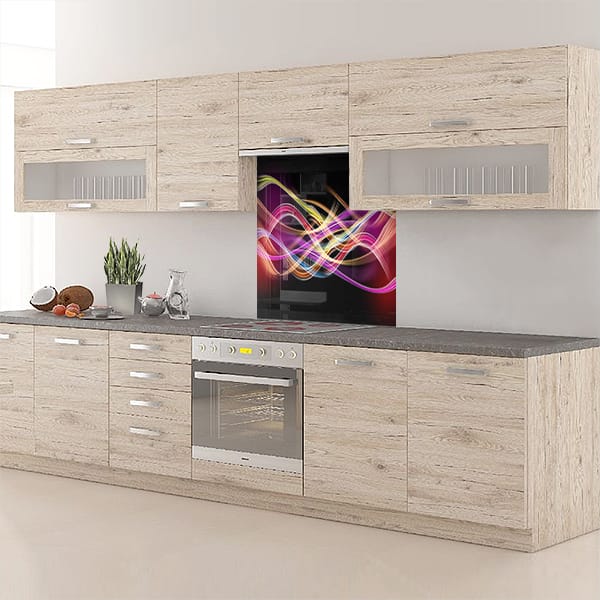 crédence abstrait fond de hotte spirale multicolore