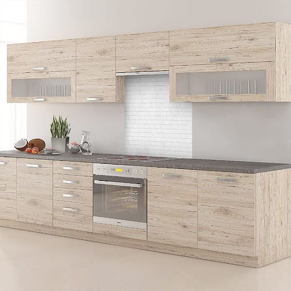 crédence briques blanches symetrique hotte