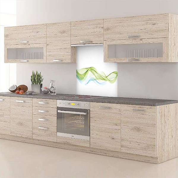 crédence abstrait fond de hotte filament vert