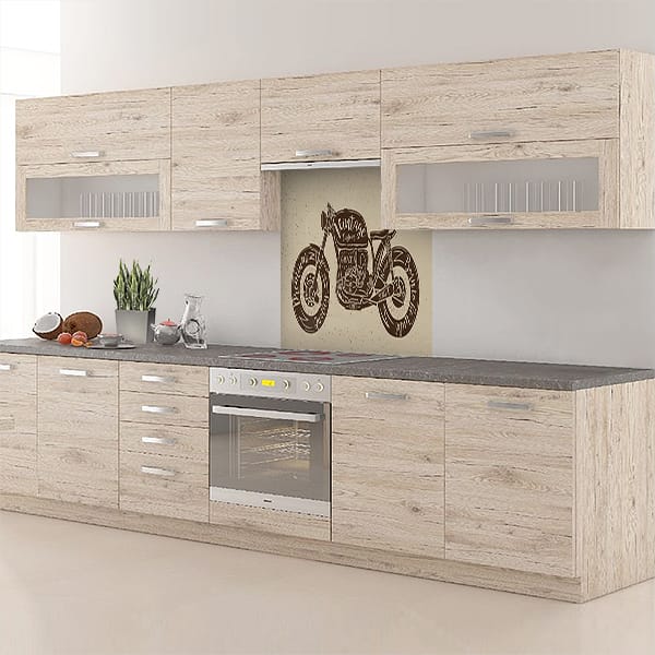 crédence moto vintage fond hotte