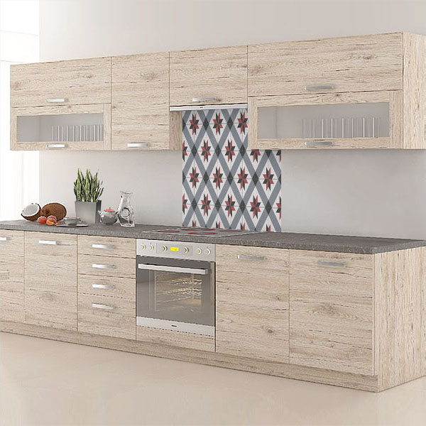 carreaux de ciments étoile noire et rouge