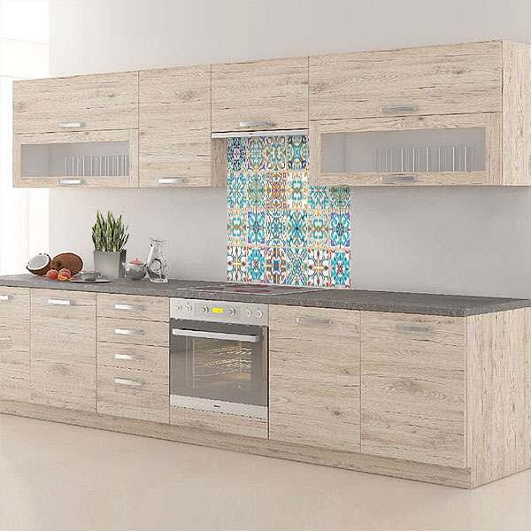 carreaux de ciments bleu turquoise jaune