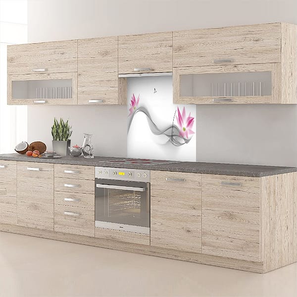 crédence esquisse fleurs fond hotte