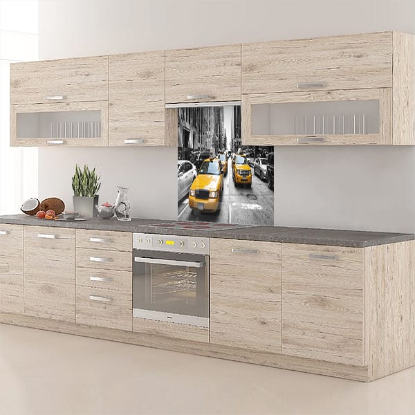 crédence taxis jaune fond hotte