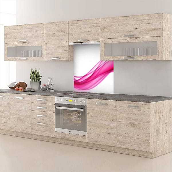 crédence abstrait fond de hotte drapé rose