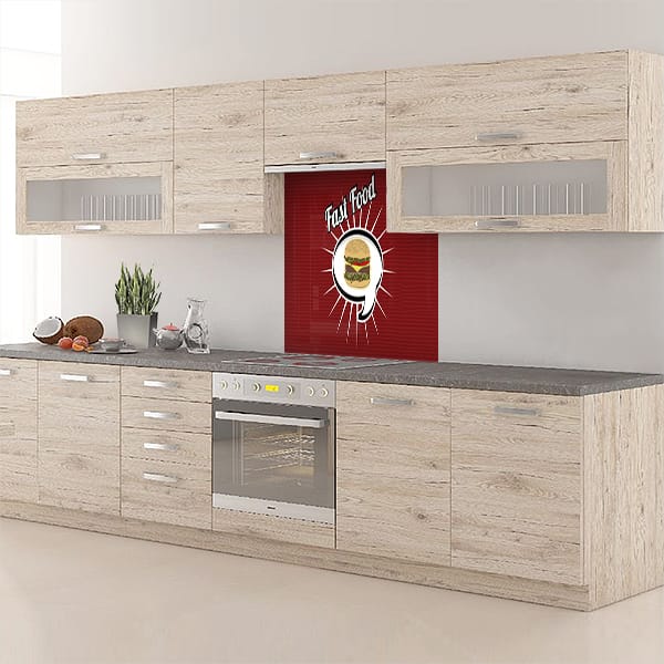 crédence aliment fond de hotte hamburger