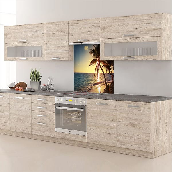 crédence plage palmiers fond hotte