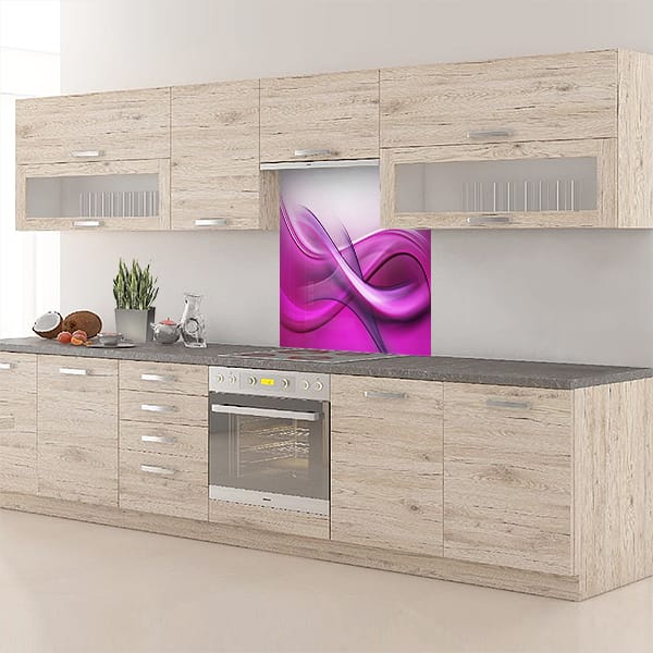 crédence abstrait fond de hotte fumée rose