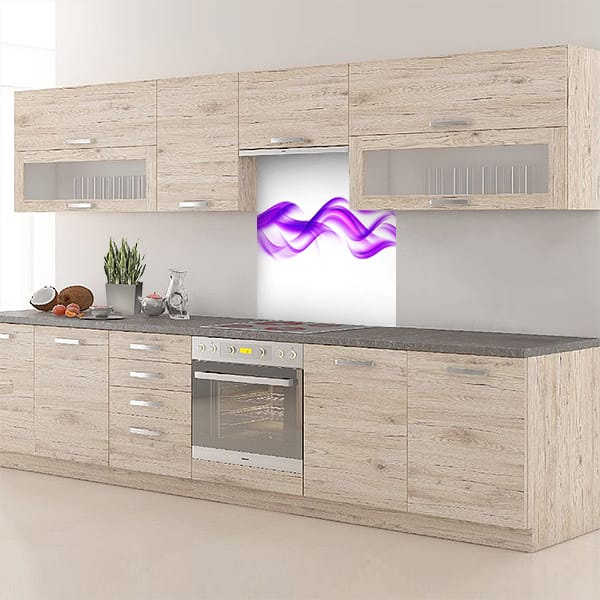 crédence abstrait fond de hotte encre rose pale