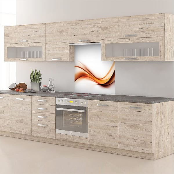 crédence abstrait fond de hotte encre orange