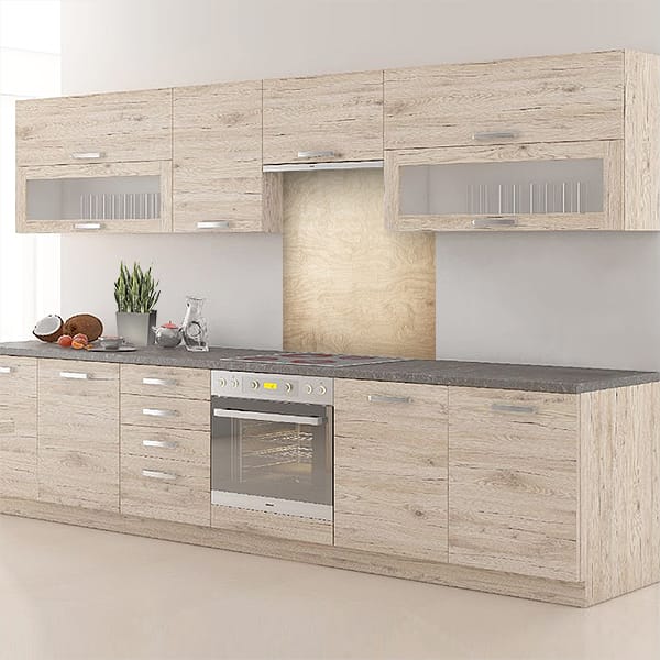 crédence plateau bois gris hotte