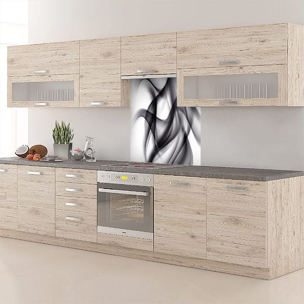 crédence abstrait fond de hotte encre noire