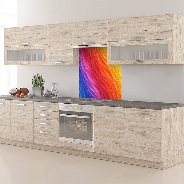 crédence milles feuilles multicolores hotte