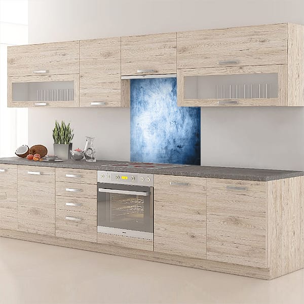 crédence enduit bleu hotte