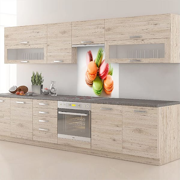 fond de hotte macarons orange, rose & vert